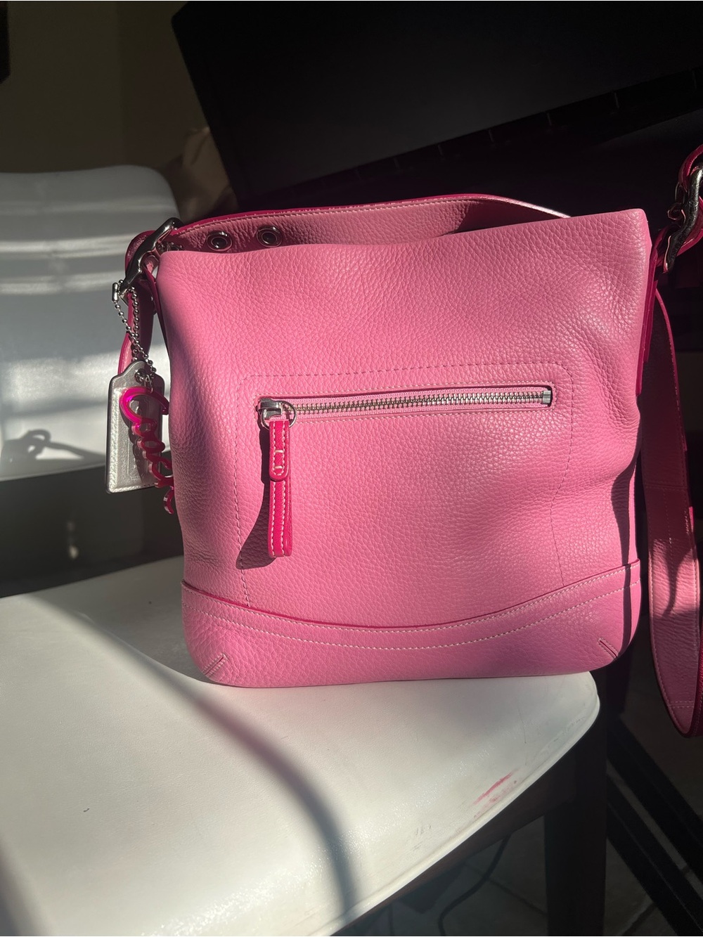 Vintage Coach Pink Leather Crossbody Bag y2k